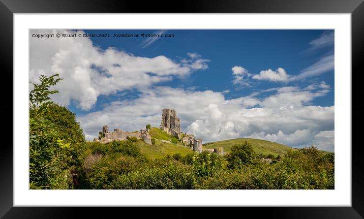 Corfe Castle Framed Mounted Print by Stuart C Clarke