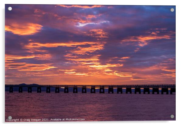 Tay Bridge Sunset Dundee Acrylic by Craig Doogan