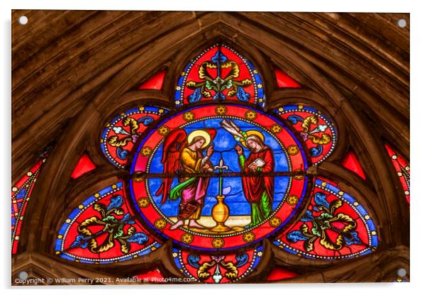 Colorful Angels Stained Glass Cathedral Church Bayeux Normandy F Acrylic by William Perry