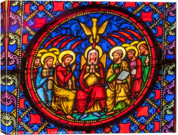 Colorful Mary Disciples Stained Glass Cathedral Church Bayeux No Canvas Print by William Perry