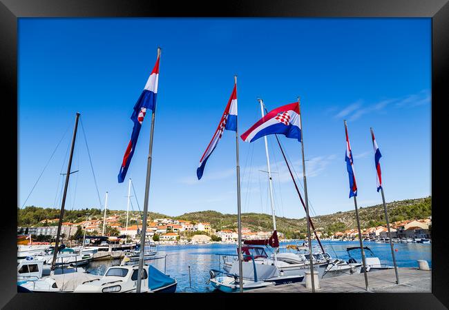 Quintet of colourful Croatian flags Framed Print by Jason Wells
