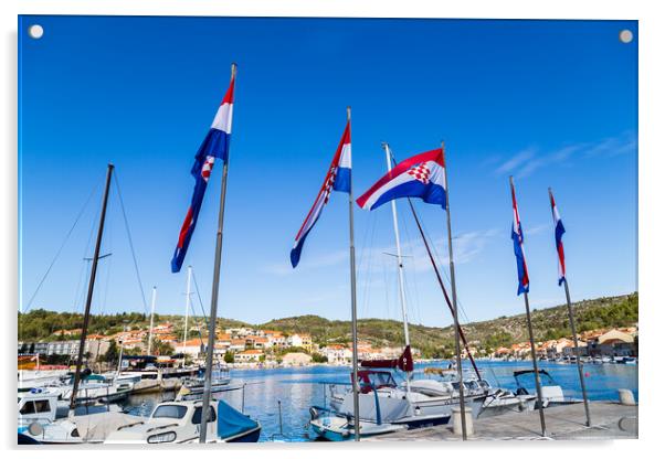 Quintet of colourful Croatian flags Acrylic by Jason Wells
