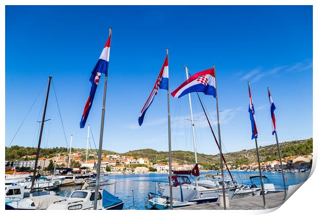 Quintet of colourful Croatian flags Print by Jason Wells