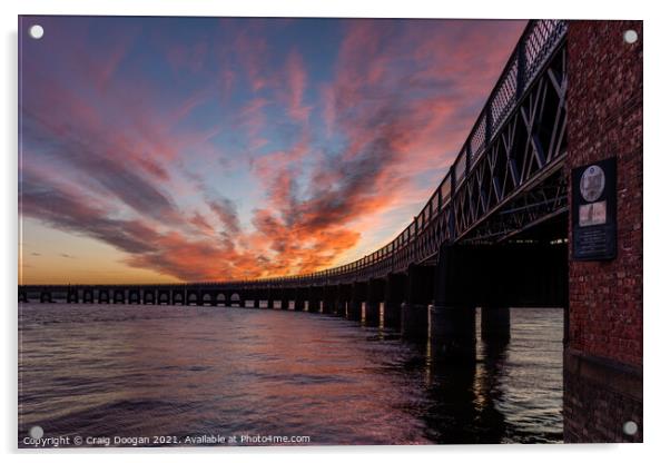 Tay Bridge Sunset Dundee Acrylic by Craig Doogan