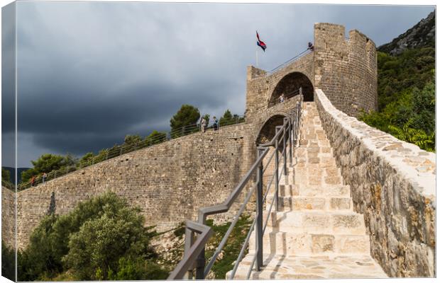Bastion on the walls of Ston Canvas Print by Jason Wells