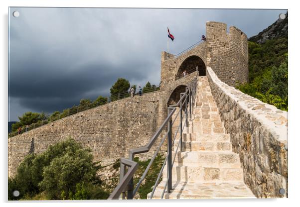 Bastion on the walls of Ston Acrylic by Jason Wells