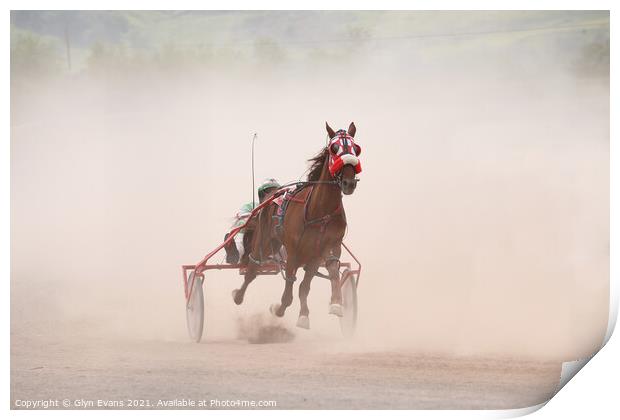 Crossing the finish line. Print by Glyn Evans