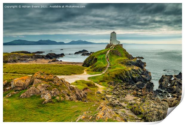 Twr Mawr lighthouse Anglesey Print by Adrian Evans