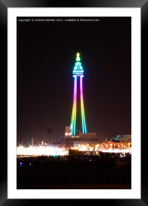Blackpool Tower at night Framed Mounted Print by Andrew Bartlett