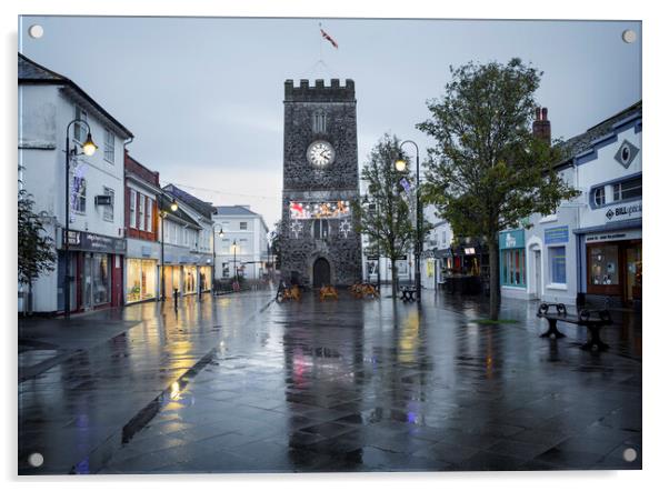 Newton Abbot Clock tower Acrylic by Maggie McCall