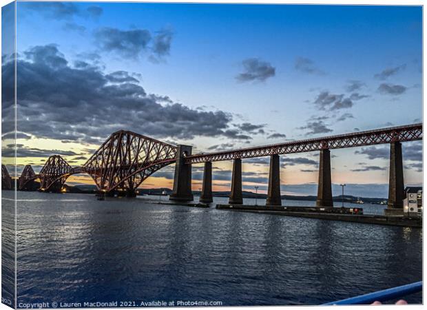 Sunset over the Forth  Canvas Print by Lauren MacDonald