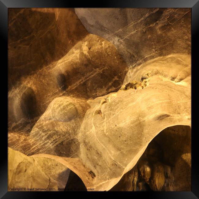 Squared abstract shapes of dog snout on cave wall Framed Print by Hanif Setiawan
