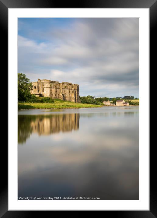 Cloud reflections (Carew Castle) Framed Mounted Print by Andrew Ray