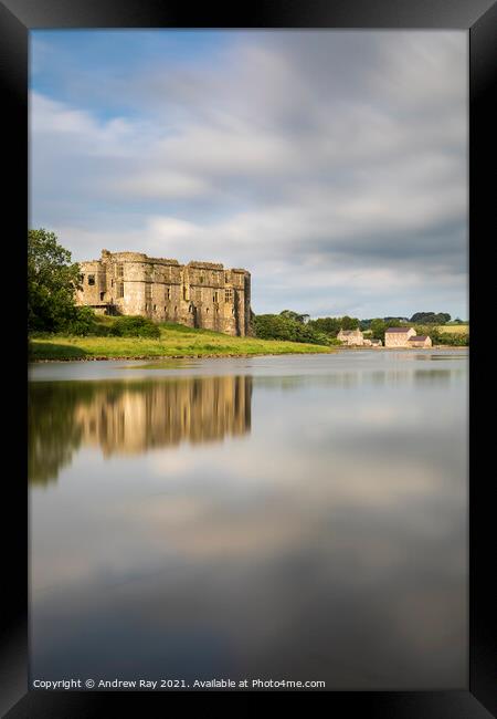Cloud reflections (Carew Castle) Framed Print by Andrew Ray