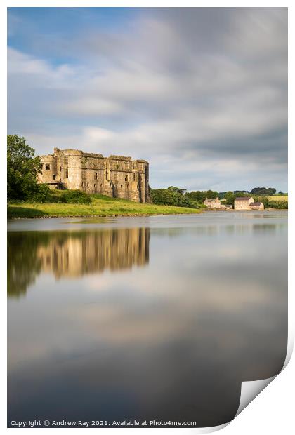 Cloud reflections (Carew Castle) Print by Andrew Ray