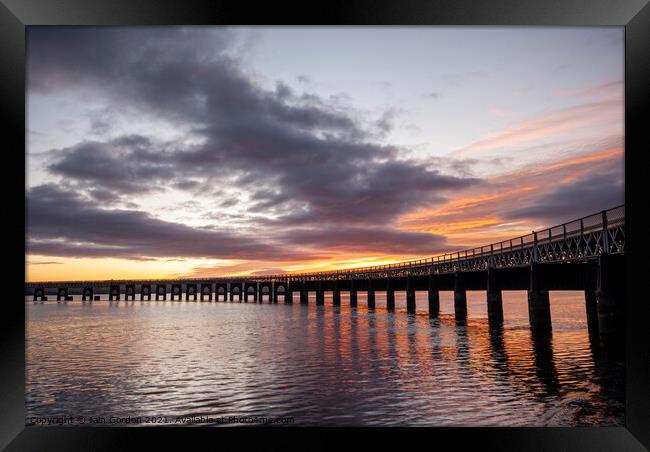 Tay Rail Bridge Sunset - Dundee Scotland Framed Print by Iain Gordon