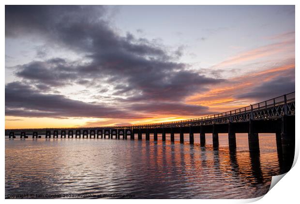 Tay Rail Bridge Sunset - Dundee Scotland Print by Iain Gordon