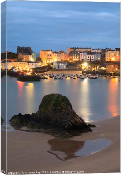 Tenby Twilight Canvas Print by Andrew Ray