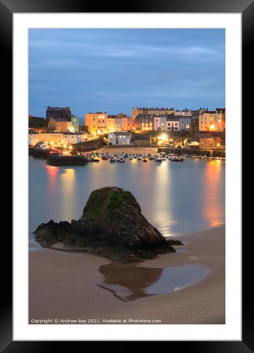 Tenby Twilight Framed Mounted Print by Andrew Ray