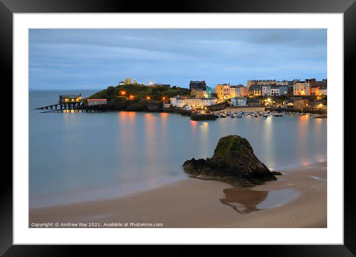 Twilight at Tenby Framed Mounted Print by Andrew Ray