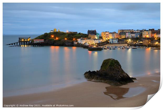 Twilight at Tenby Print by Andrew Ray