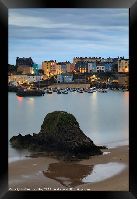 Twilight at Tenby Harbour Framed Print by Andrew Ray