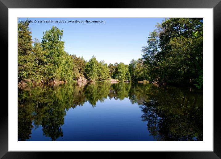 Calm Blue Lake Reflections Framed Mounted Print by Taina Sohlman