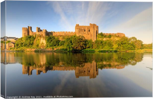 Castle reflections (Pembroke) Canvas Print by Andrew Ray