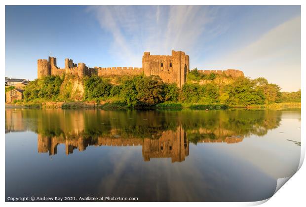Castle reflections (Pembroke) Print by Andrew Ray