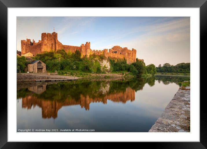 First light on Pembroke Castle Framed Mounted Print by Andrew Ray