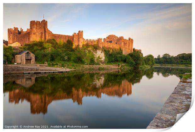 First light on Pembroke Castle Print by Andrew Ray