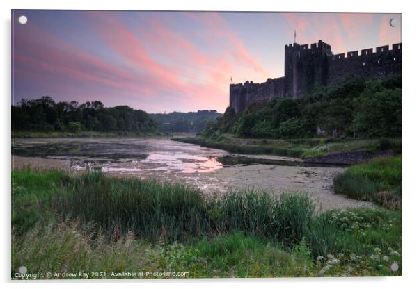 Pembroke Castle at sunrise Acrylic by Andrew Ray