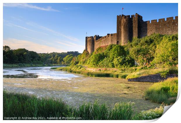 Evening light at Pembroke Castle Print by Andrew Ray