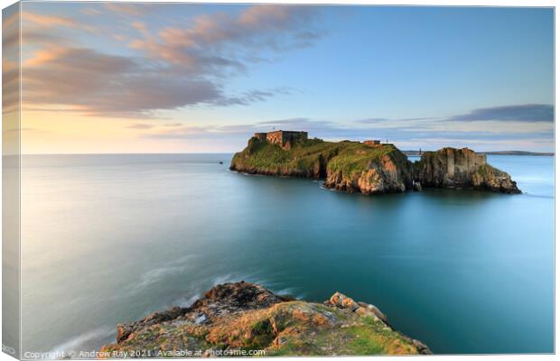 St Catherines Island at sunrise (Tenby)  Canvas Print by Andrew Ray