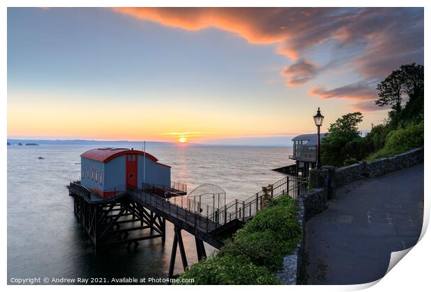 Tenby Lifeboat Stations at sunrise Print by Andrew Ray