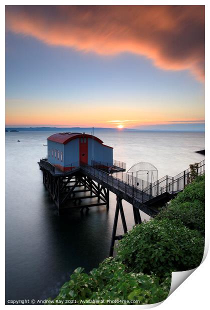 Old Lifeboat Station at sunrise (Tenby) Print by Andrew Ray