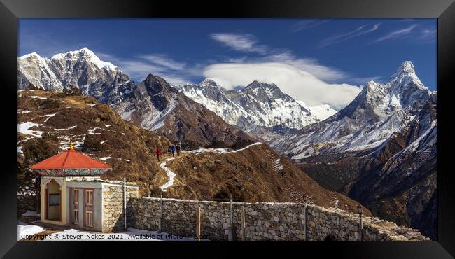 Majestic Panoramic of Mt Everest Framed Print by Steven Nokes