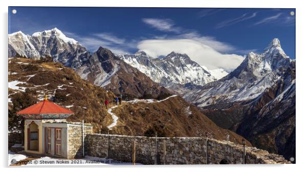 Majestic Panoramic of Mt Everest Acrylic by Steven Nokes