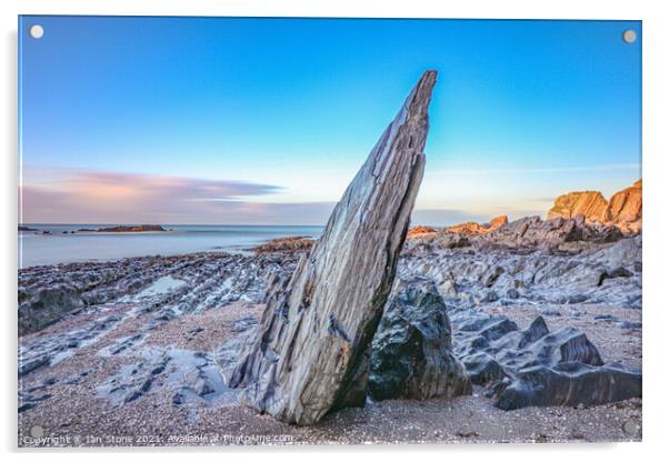 Ayrmer Cove Slanting Rock  Acrylic by Ian Stone