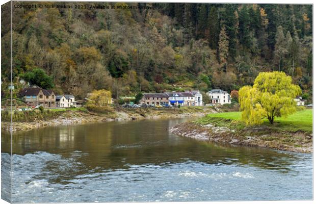 The River Wye passing the Wye Valley village of Tintern in Autumn Canvas Print by Nick Jenkins