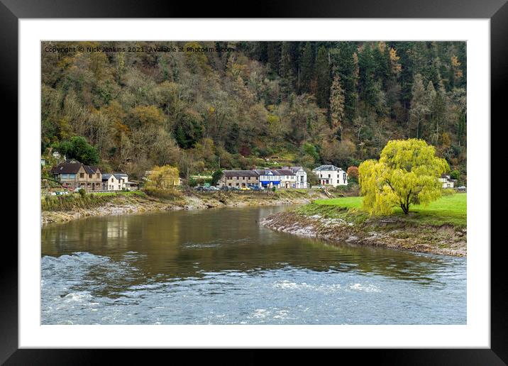 The River Wye passing the Wye Valley village of Tintern in Autumn Framed Mounted Print by Nick Jenkins