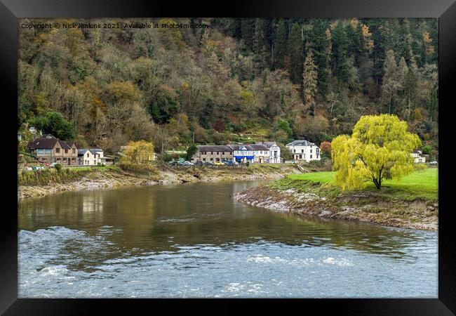 The River Wye passing the Wye Valley village of Tintern in Autumn Framed Print by Nick Jenkins
