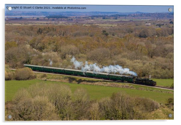 Swanage steam train Acrylic by Stuart C Clarke