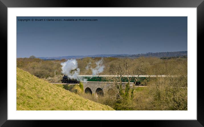 Swanage steam train Framed Mounted Print by Stuart C Clarke