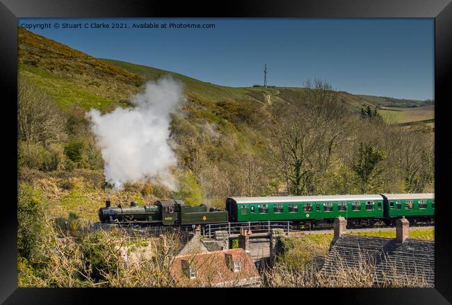 Swanage steam train Framed Print by Stuart C Clarke