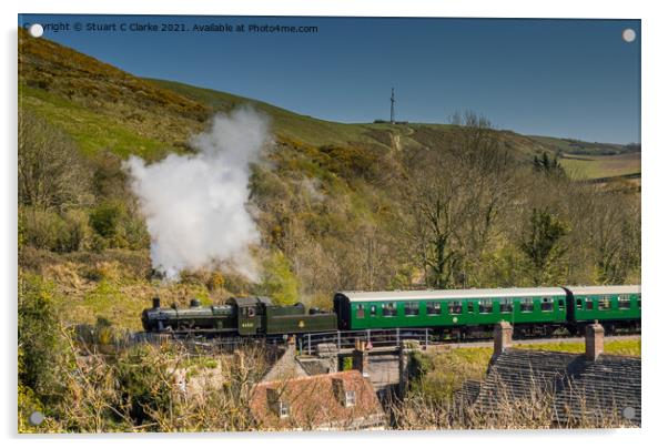 Swanage steam train Acrylic by Stuart C Clarke
