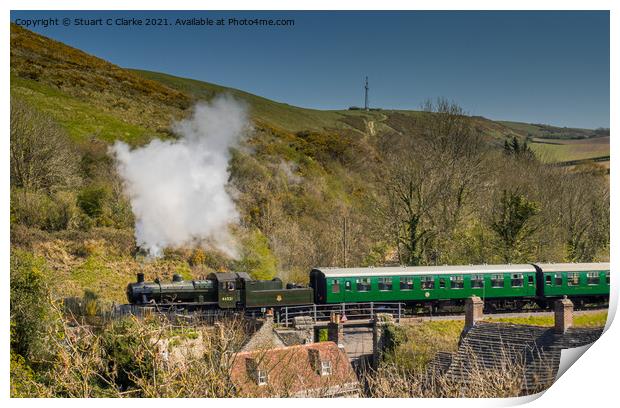 Swanage steam train Print by Stuart C Clarke