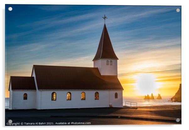Reyniskirkja Church, Vik, Iceland Acrylic by Tamara Al Bahri
