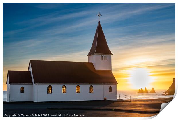 Reyniskirkja Church, Vik, Iceland Print by Tamara Al Bahri