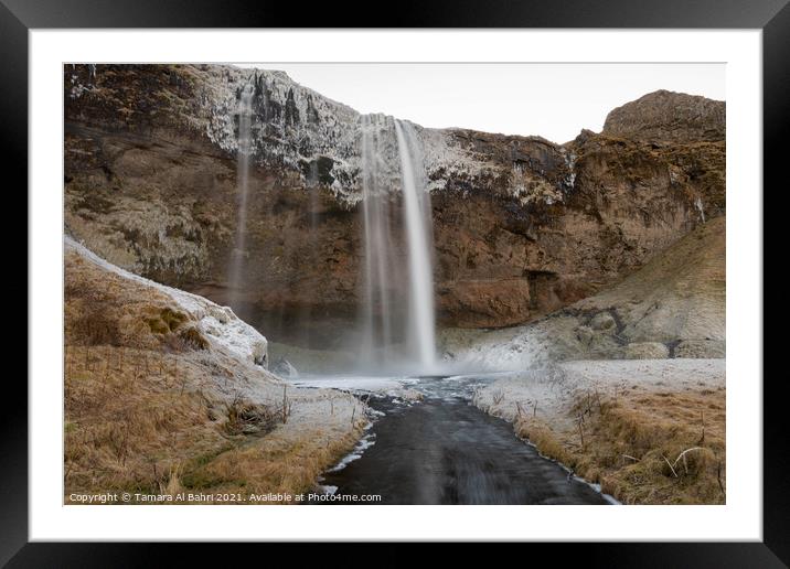 Seljalandsfoss Waterfall, Iceland Framed Mounted Print by Tamara Al Bahri
